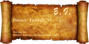 Bencs István névjegykártya